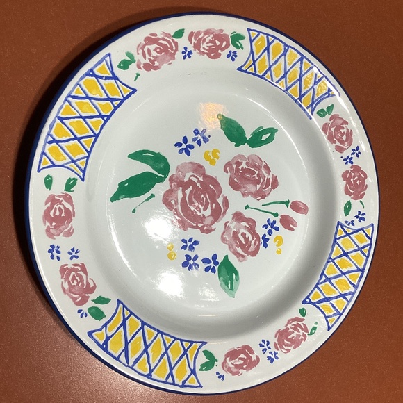 Enamelware 12 pc Giverny 6 Dinner & 6 Salad Plates EUC - Picture 3 of 9